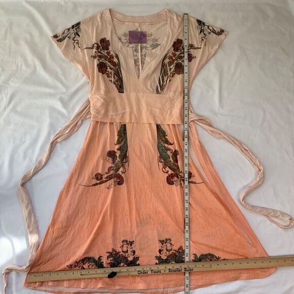 Y2K Butterfly Dropout Floral Milkmaid Midi Dress Size S Pink Burnout Fairycore - Picture 6 of 10